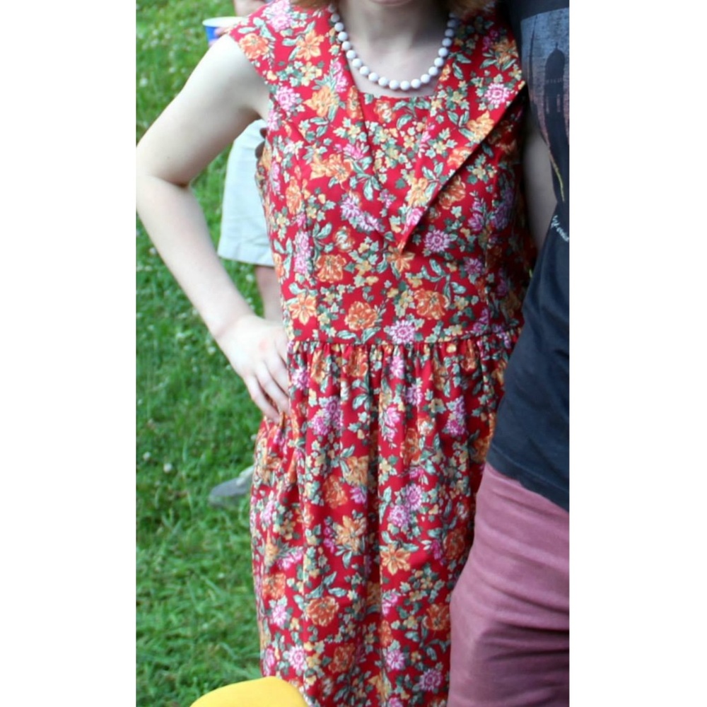 Vintage Red Floral Laura Ashley Sailor Dress